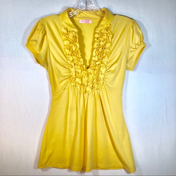 Halo Yellow Blouse Size Small Heart & Soul - Picture 1 of 7